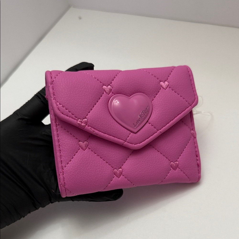 Betsey Johnson Fuchsia Heart Quilted Wallet